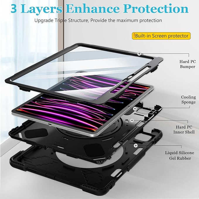 Case for iPad Pro 12.9 2022/2021/ 2020/2018: Cover for iPad Pro 12.9 6th/ 5th/ - Image 6