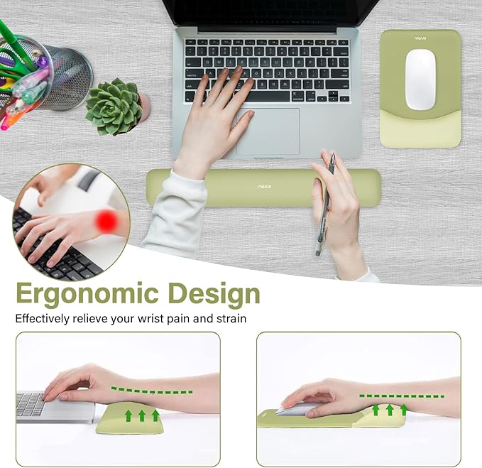 MOSISO Wrist Rest Support for Mouse Pad&Keyboard Set, Rectangular Ergonomic - Image 2