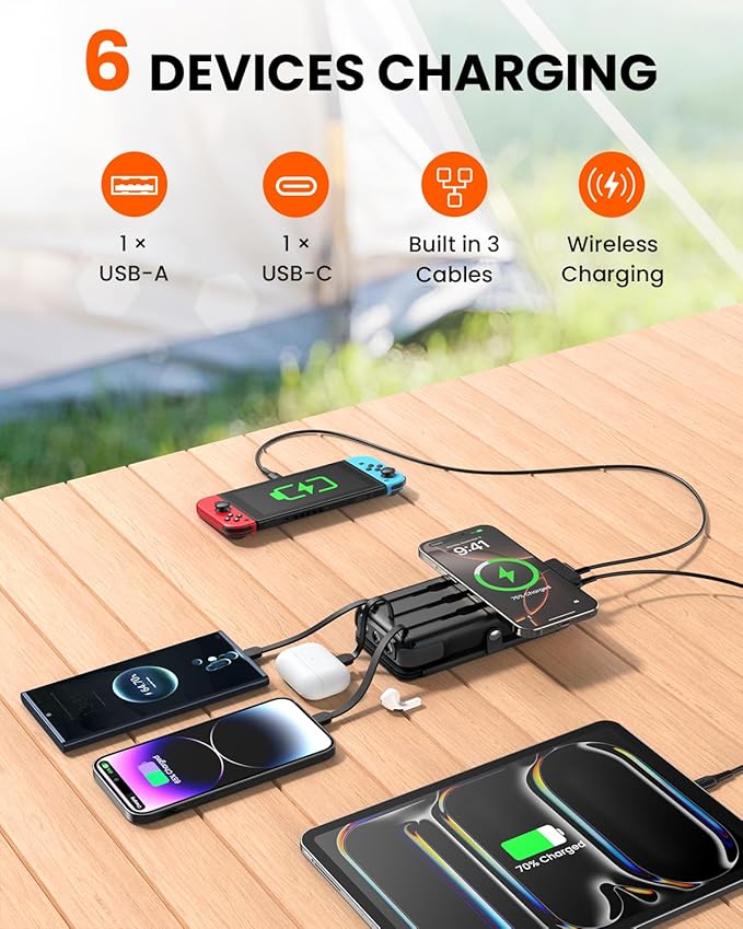 SOARAISE Wireless Solar Power Bank, 25000mAh Solar Charger - Image 3