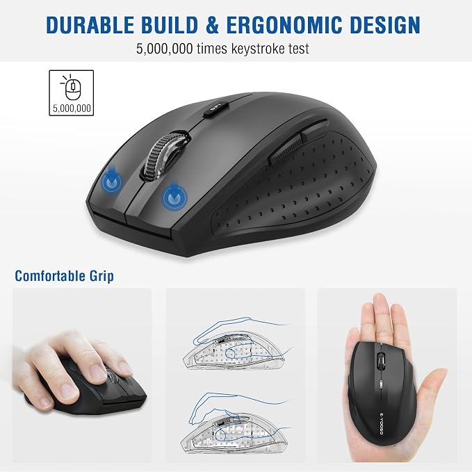 E-YOOSO Wireless Mouse for Laptop, Portable Optical Computer Mouse, 6 Buttons - Image 4