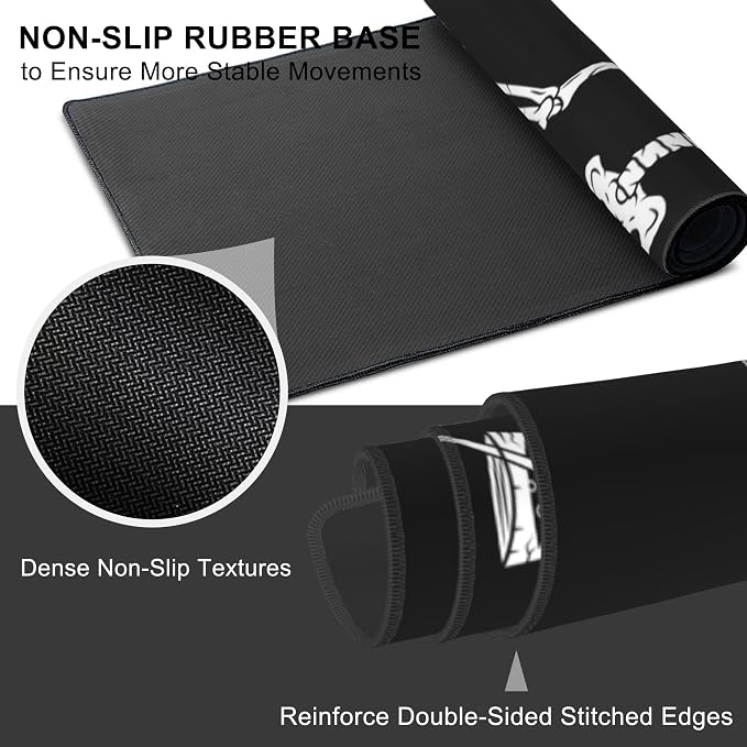 Mouse Pad, Large Skeleton with Cocktail Desk Mat, Extended Non-Slip Gaming - Image 3