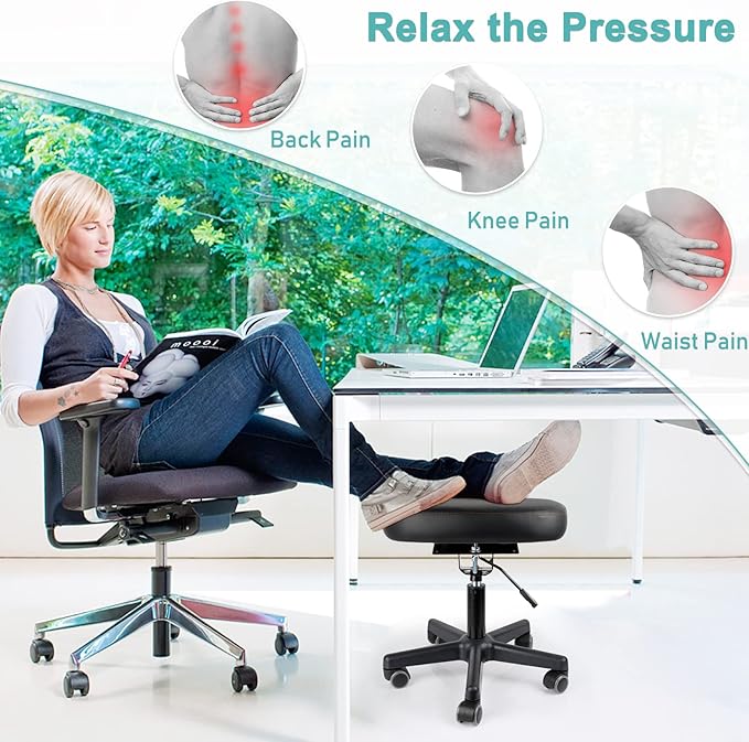 Footrest Stool Under Desk Adjustable Height and Tilt Angle Footrest Ottoman - Image 5