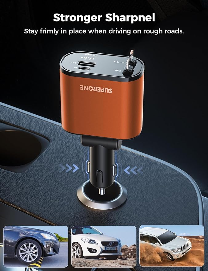 【Upgraded】 SUPERONE Retractable Car Charger 4 in 1, Fast Car Phone Charger - Image 8