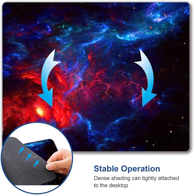 Galaxy Stars Light Black Mouse Pad, Non-Slip Rubber Base MousePads - Image 6