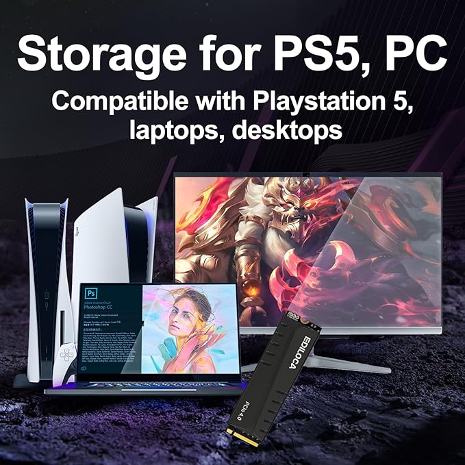 4TB PS5 SSD with Heatsink PCIe Gen4 NVMe M.2 Gaming SSD, 7400MB/s Read - Image 7