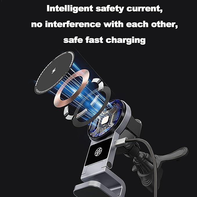 3 in 1 Wireless Car Charger, 15W Fast Charging Phone Holder Foldable Magnetic - Image 8