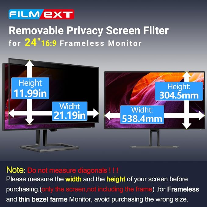 FILMEXT [2 Pack Removable 24 Inch Computer Privacy Screen Filter - Image 6