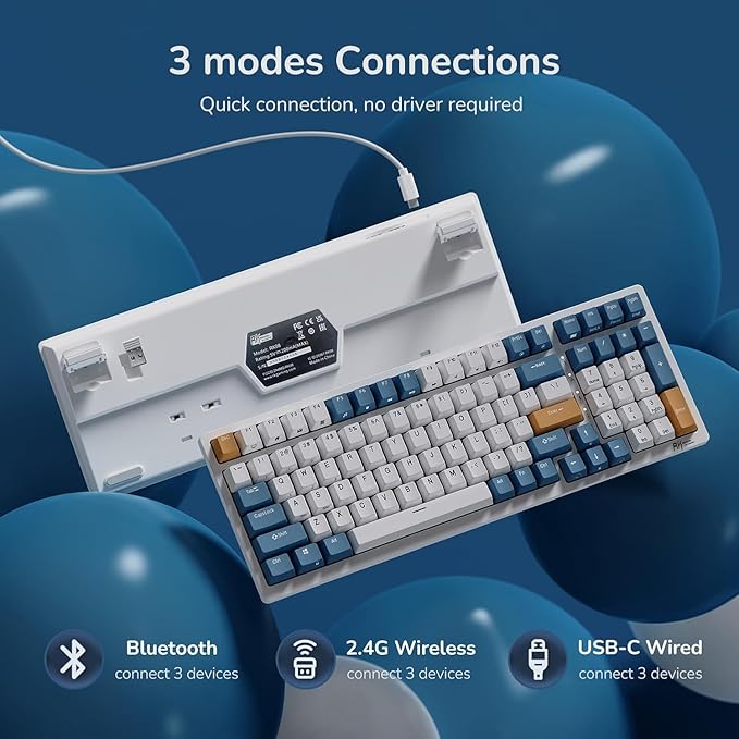 RK ROYAL KLUDGE RK98 Wireless Mechanical Keyboard, Triple Mode 2.4G/BT5.1/USB-C - Image 4