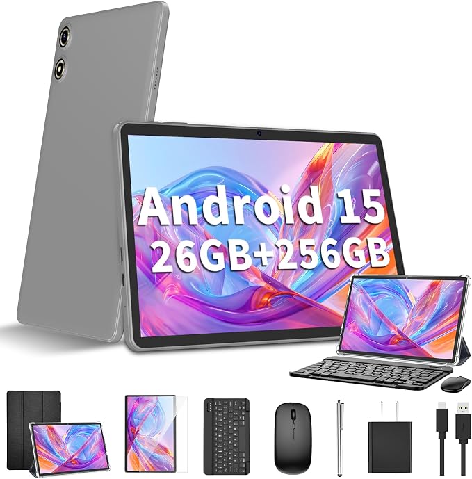 Android 15 Tablet 10 Inch, 26GB RAM+256GB ROM/2TB Expandable Tablet, 2 in 1 by Unknown