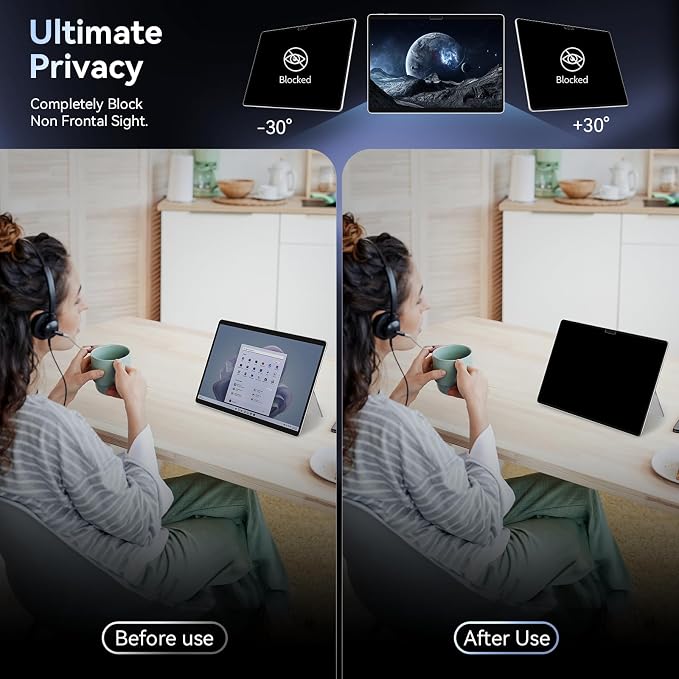 Privacy Filter Compatible with Microsoft Surface Pro 10 / 9 / 8 / X, Easy - Image 2