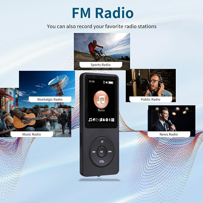 MP3 Player with Bluetooth 5.2 HiFi Sound, with Built-in Speaker/FM Radio/Voice - Image 6
