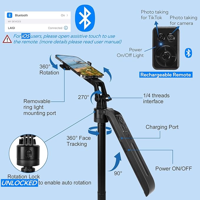 70.9" Auto Face Tracking Tripod 360° Rotation - Image 2