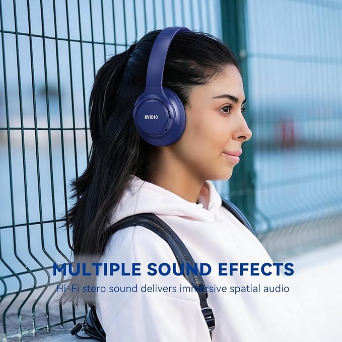 KVIDIO Bluetooth Headphones Over Ear, 65 Hours Playtime Wireless Headphones - Image 6