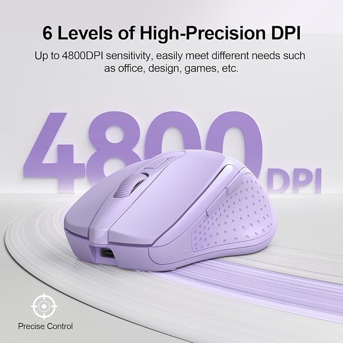 TECKNET Wireless Mouse Rechargeable 4800 DPI Silent USB A & Bluetooth Mouse 6 - Image 5