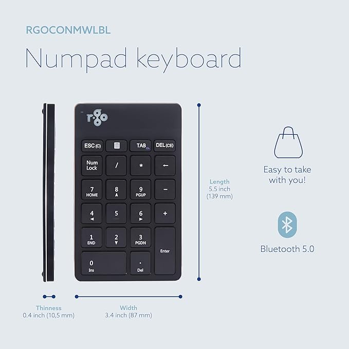 R-Go Number Pad Keyboard, for Financial Accounting, Data Entry & Excel - Image 4