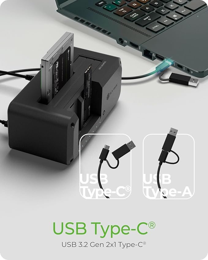 M.2 NVMe & SATA SSD/HDD Hard Drive Docking Station, ICY BOX USB-C 10Gbps NVMe - Image 8