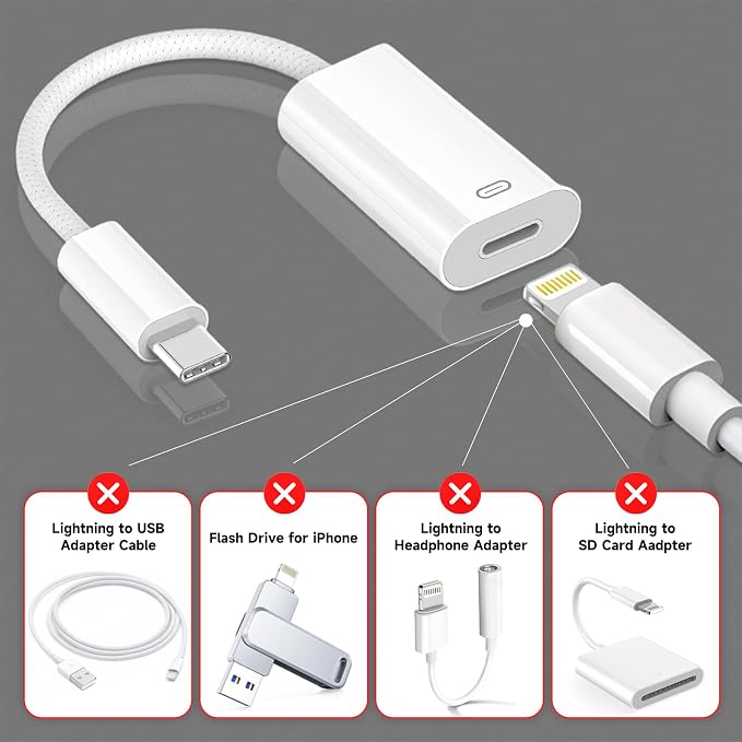 USB C to Lightning Headphone Audio Adapter, Type C Male to Female Lightning - Image 8