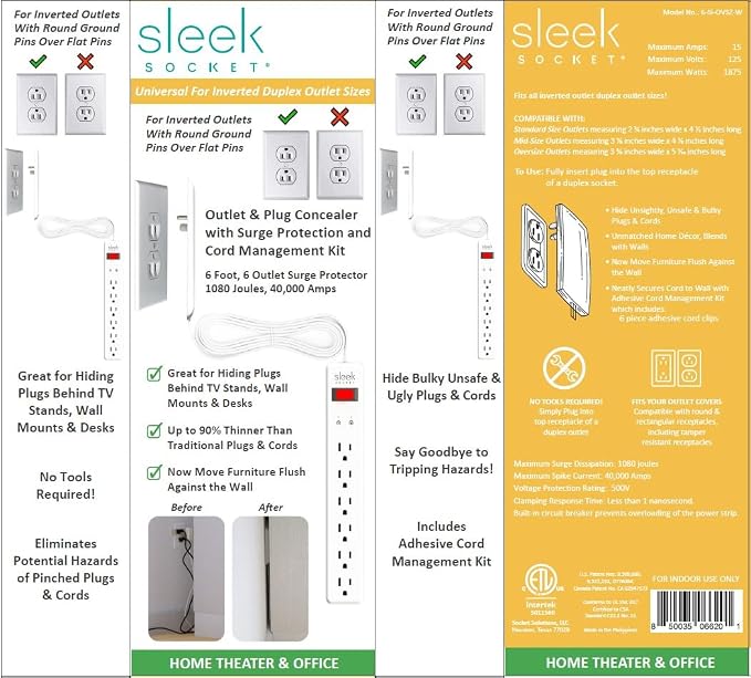 Sleek Socket Original & Patented Ultra-Thin Outlet Concealer - Image 5