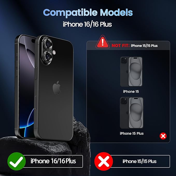 CACOE for iPhone 16/16 Plus Camera Lens Protector - Image 7