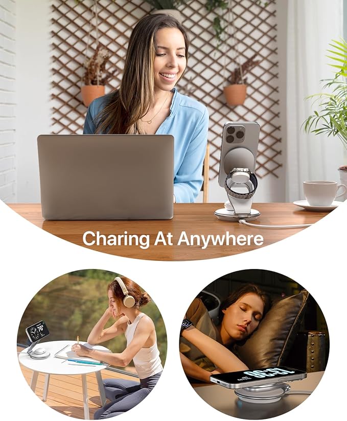 EXW Wireless Charging Station for Magsafe, 3 in 1 Foldable Charger for iPhone - Image 6