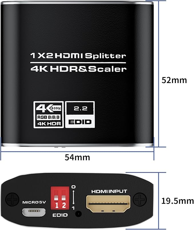 1x2 HDMI Splitter, HDR 4K@60Hz HDMI spliter 1 in 2 Out, Supports HDMI 2.0 - Image 8