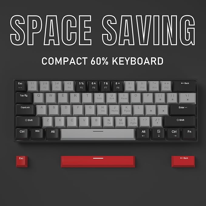 60% Mechanical Gaming Keyboard, Mixed Color Keycaps Gaming Keyboard - Image 3