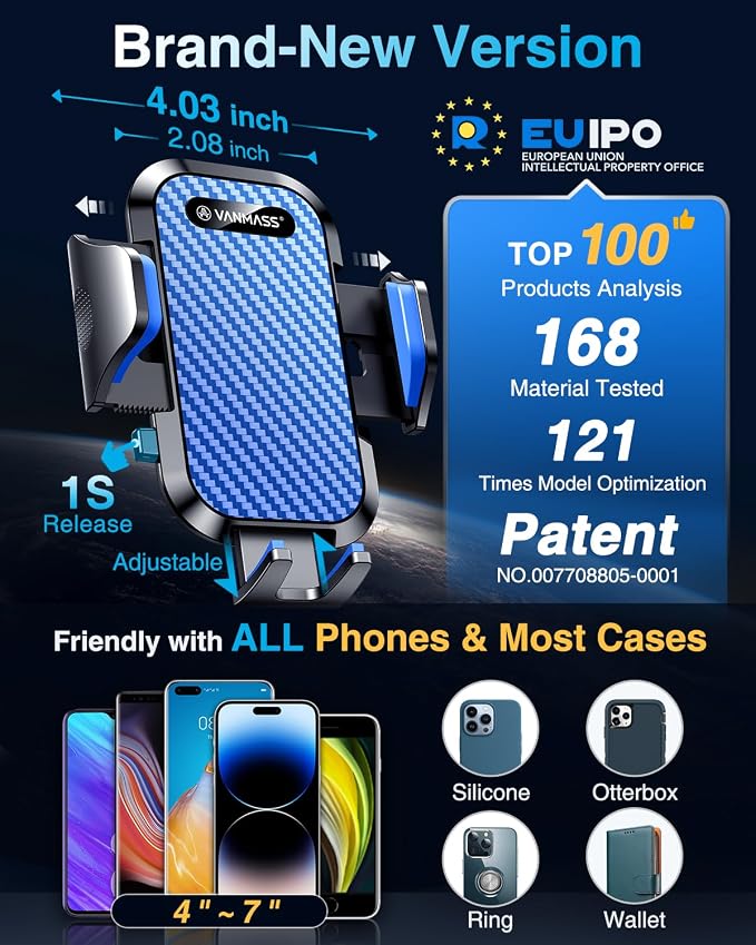 VANMASS True Military-Grade Car Phone Holder Strongest Suction & Clip Cell - Image 5