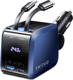 Retractable Car Charger, Car Accessories, 72W Fast Charging USB C Car Charger by case