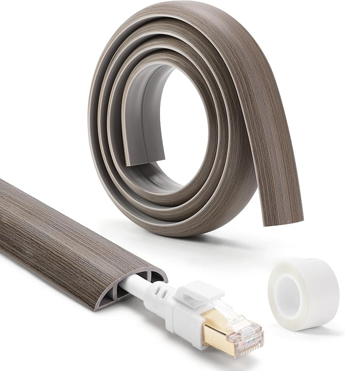 Floor Cord Cover 4ft, Cord Hider Floor Gray Wood, Cable Management Prevent Trips - Image 4