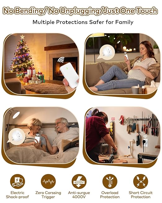 NineLeaf Wireless Remote Outlet Switch, Remote Lamp Switch, On Off Light Plug - Image 6
