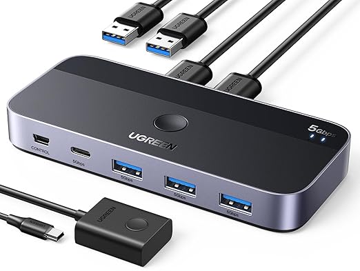 UGREEN USB 3.0 Switch 2 Computers Sharing USB C & A Devices, 4 Port USB by UGREEN