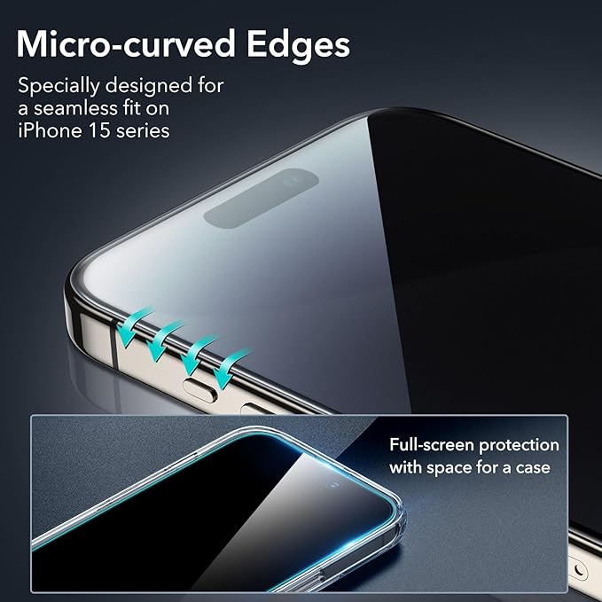 ESR 3+1 Pack for iPhone 15 Pro Max Privacy Screen Protector Set, Anti-spy - Image 3