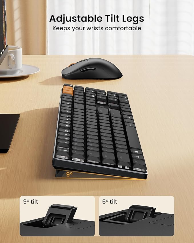 ProtoArc Mechanical Keyboard and Mouse, KM310 Wireless Rechargeable Aluminum - Image 4