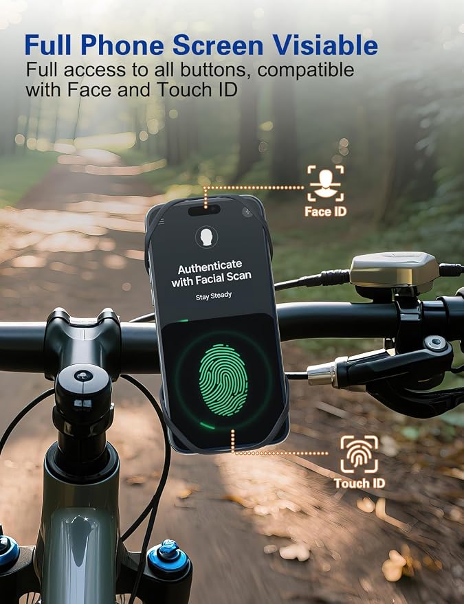 Bike Phone Holder, Motorcycle Cell Phone Mount- 360° Rotatable, Silicone - Image 3