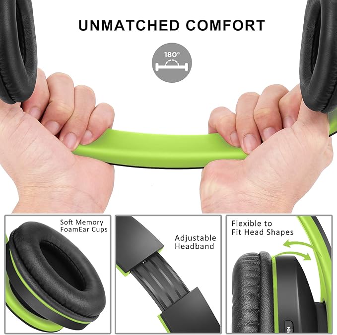 ZIHNIC Bluetooth Headphones Over-Ear, Foldable Wireless and Wired Stereo - Image 2