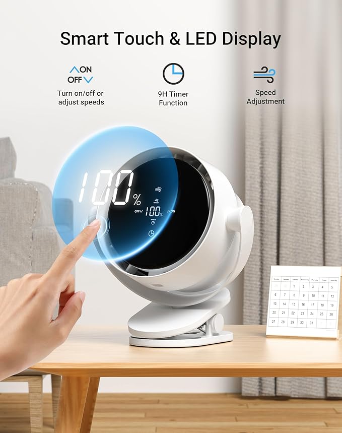 Portable Desk Fan, Clip-On Rechargeable USB Fan - Image 2
