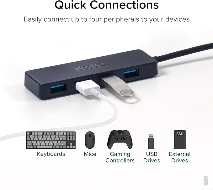 Plugable USB C to USB Adapter Hub, 4 Port USB 3.0 Hub, USB Splitter - Image 5