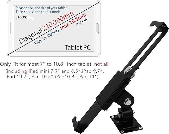 Tablet Wall Mount Holder with Lock and Key, Rotate Design Arbitrary Adjustment - Image 4