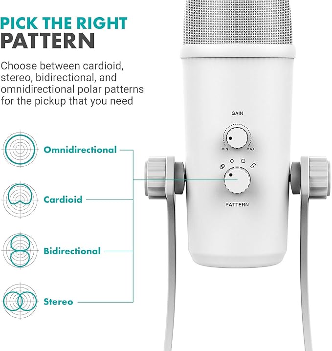 Movo UM700W White Desktop USB Microphone - Image 5