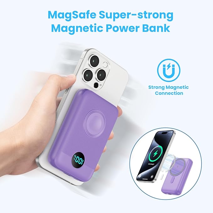 Magnetic Portable Charger 10800mAh, 4-in-1 Wireless Power Bank - Image 3