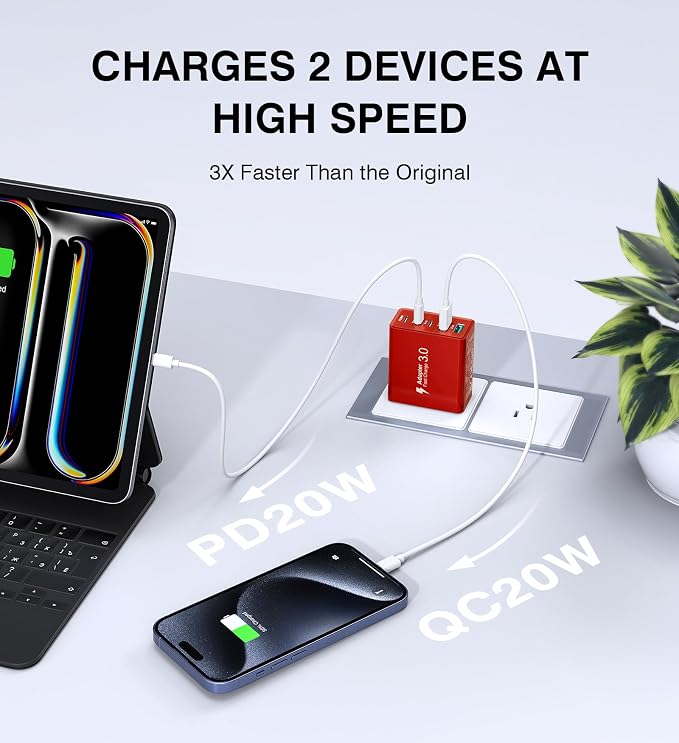 2Pack USB C Fast Charger Block, 50W 5-Port Type C Wall Charger Brick, Pad - Image 3