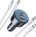 200W Super Fast Car Charger for iPhone 16/15 Pro Max, 3-Port USB C Car Charger by ROADRESS