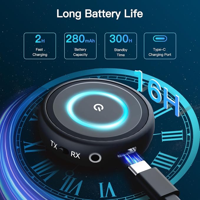 Bluetooth 5.3 Transmitter for TV/Airplane, 2-in-1 Bluetooth Transmitter - Image 8