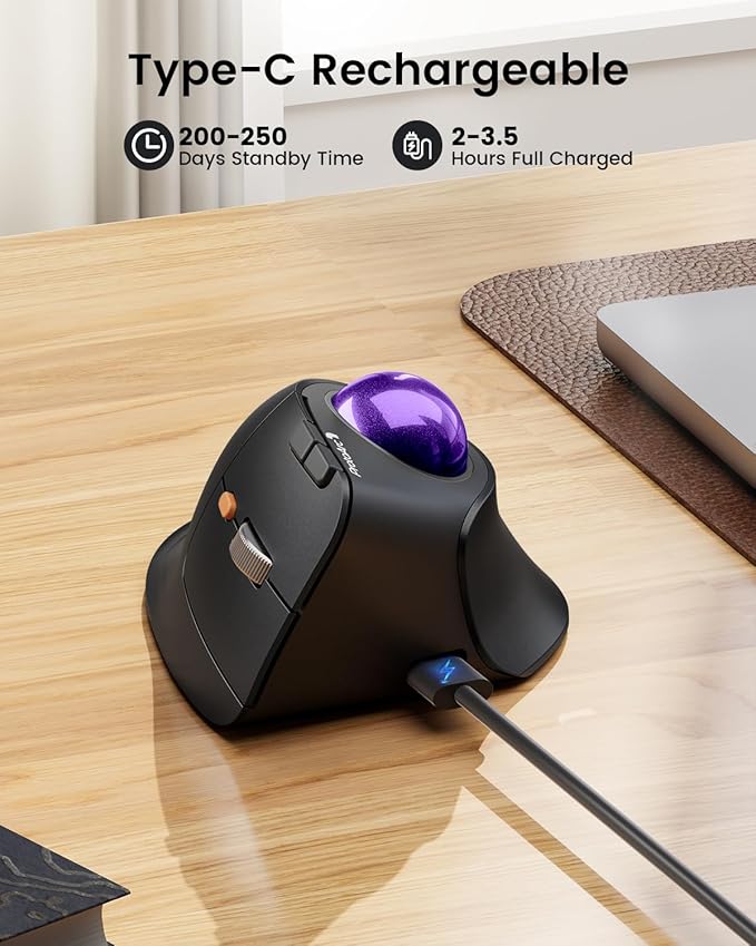 ProtoArc Vertical Wireless Trackball Mouse, EM05 NL Bluetooth Ergonomic - Image 7