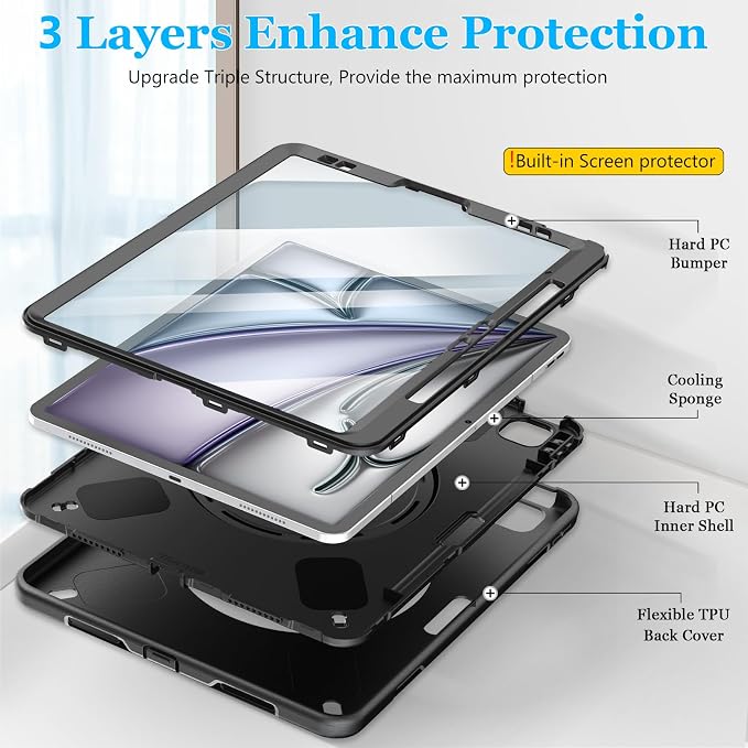 Case for iPad Air 13 Inch M3 2025 & M2 2024: Military Grade Cover for iPad Pro - Image 6
