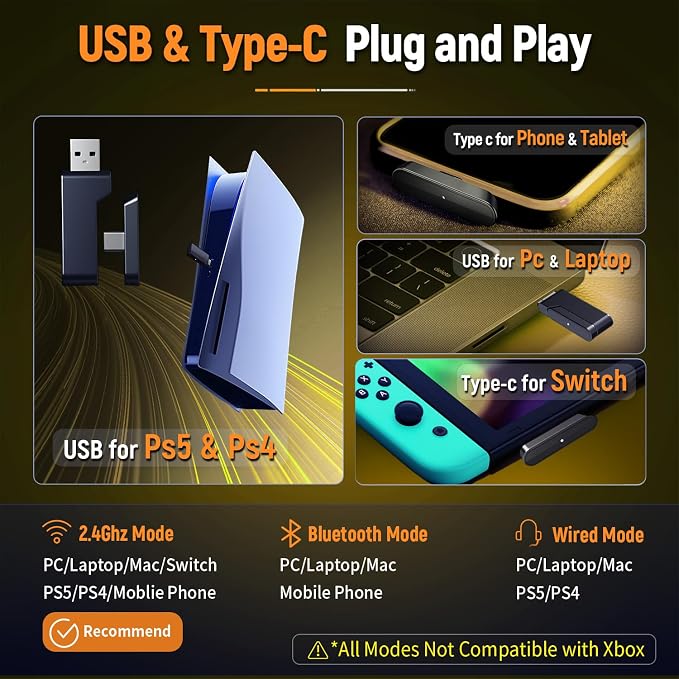 Wireless Gaming Headsets for PC, Ps4 - Image 5