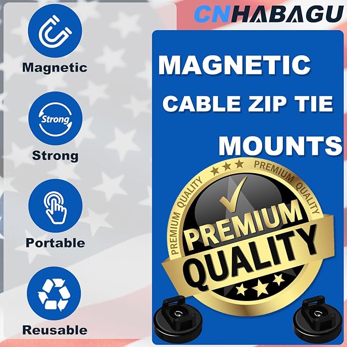Magnet Zip Tie Mount Magnetic Zip Ties Mount 25LBS Strong Multipurpose Wire - Image 2