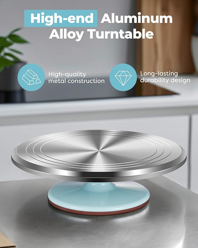 Kootek Aluminium Alloy Revolving Cake Stand 12 Inch Rotating Cake Turntable - Image 4