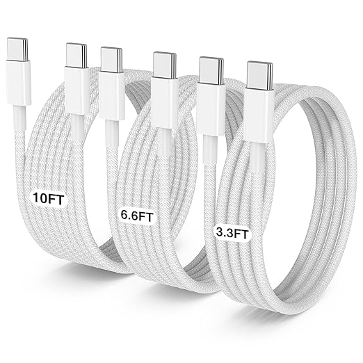 3-Pack Grey 60W USB C to USB C Cable, Type C Fast Charging Cable by LOFPYE