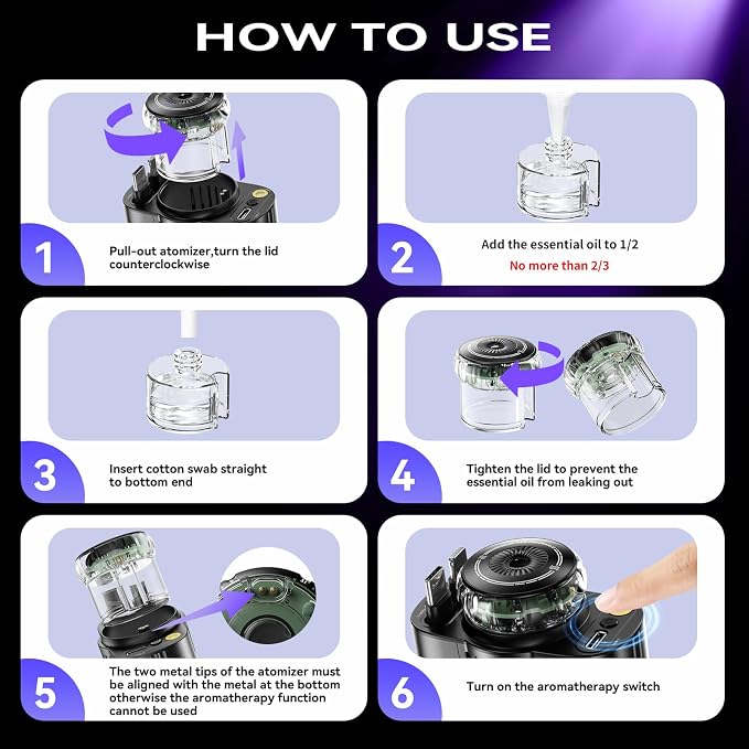 Retractable Car Charger with Aromatherapy and Starlight, 5 in 1 USB C Car - Image 6